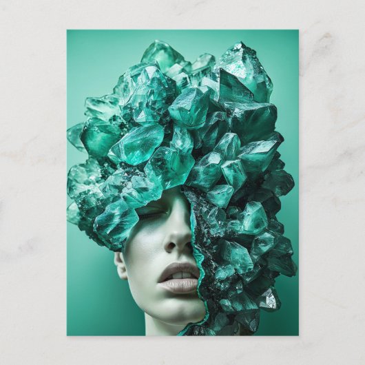 Kristalmasker vrouw versierd met mineraal fluoriet feestdagenkaart (Voorkant)