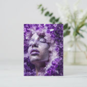 Kristalmasker vrouw versierd met minerale amethist feestdagenkaart (Staand voorkant)
