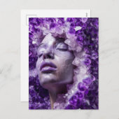 Kristalmasker vrouw versierd met minerale amethist feestdagenkaart (Voorkant / Achterkant)