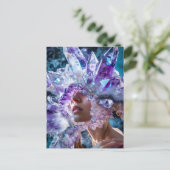 Kristalmasker vrouw versierd met minerale amethist feestdagenkaart (Staand voorkant)