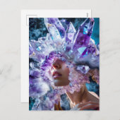 Kristalmasker vrouw versierd met minerale amethist feestdagenkaart (Voorkant / Achterkant)