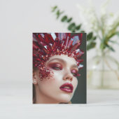 Kristalmasker vrouw versierd met minerale kristall feestdagenkaart (Staand voorkant)