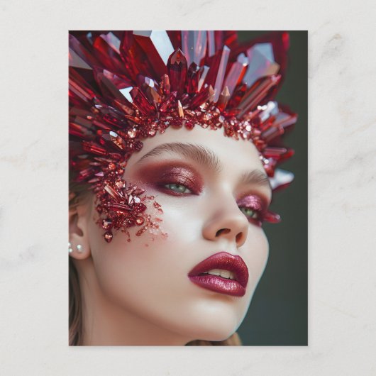 Kristalmasker vrouw versierd met minerale kristall feestdagenkaart (Voorkant)