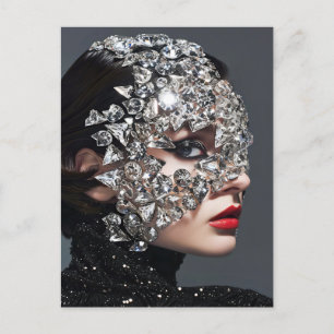 Kristalmasker vrouw versierd met minerale kristall feestdagenkaart