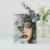Kristalmasker vrouw versierd met minerale kristall feestdagenkaart (Staand voorkant)