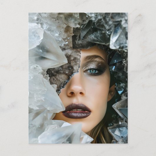 Kristalmasker vrouw versierd met minerale kristall feestdagenkaart (Voorkant)