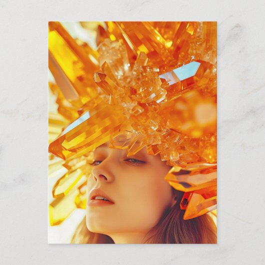 Kristalmasker vrouw versierd met minerale topaas c feestdagenkaart (Voorkant)