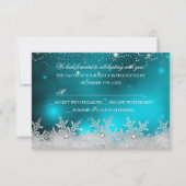 Kristalsneeuwflake Blauwgroen kerstfeest RSVP Kaart (Voorkant)