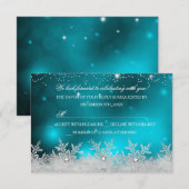 Kristalsneeuwflake Blauwgroen kerstfeest RSVP Kaart (Voorkant / Achterkant)