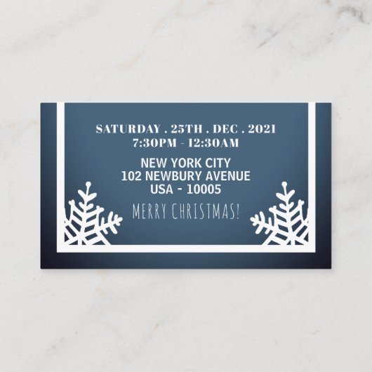 Kristalsnowflake, kerstfeestkaartje uitnodigen informatiekaartje (Achterkant)