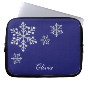 Kristalsnowflakes blauwe laptophoes laptop sleeve