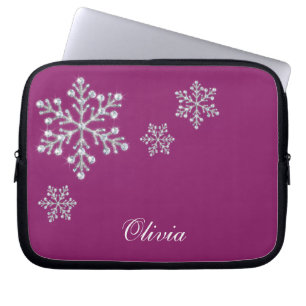 Kristalsnowflakes Magenta laptophoes Laptop Sleeve