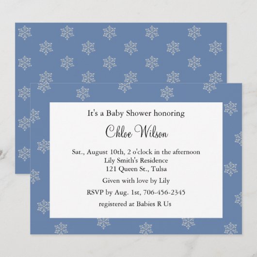  kristalsnowvlokken (blauw) kaart (Voorkant / Achterkant)