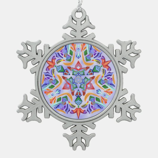 Kristalsymmetrie (Snowflake Ornament) Tin Sneeuwvlok Ornament (Voorkant)