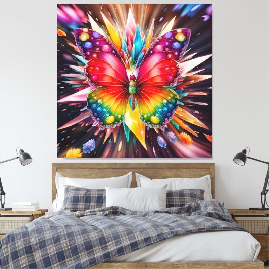 Kristalvlinder Canvas Afdruk (Insitu (Slaapkamer))