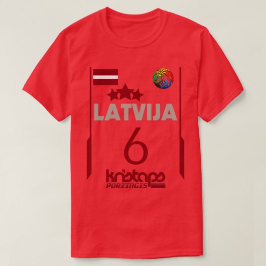 Kristaps Porzingis Retro Letland Euro Style Basket T-shirt (Design voorkant)
