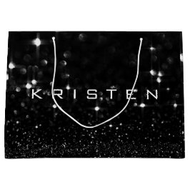 Kristen Black White Glitter Favor Gift Spark Groot Cadeauzakje