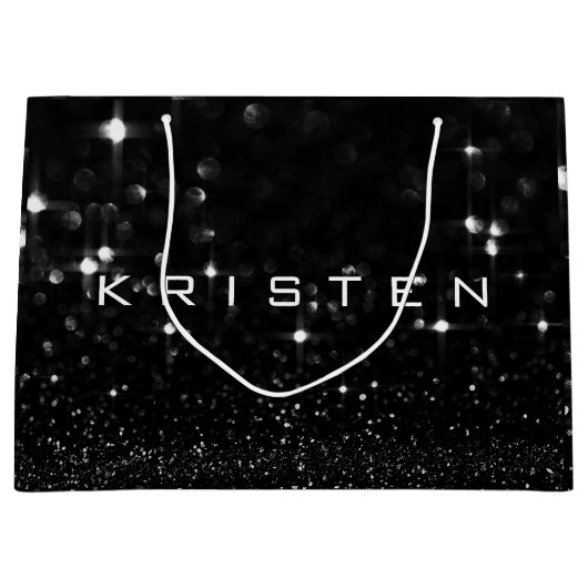 Kristen Black White Glitter Favor Gift Spark Groot Cadeauzakje (Voorkant)