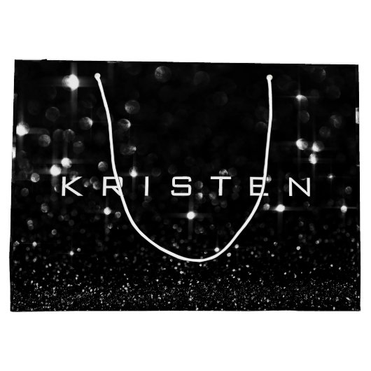 Kristen Black White Glitter Favor Gift Spark Groot Cadeauzakje (Achterkant)