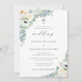Kristen Boho Floral Greenery katholieke bruiloft Kaart