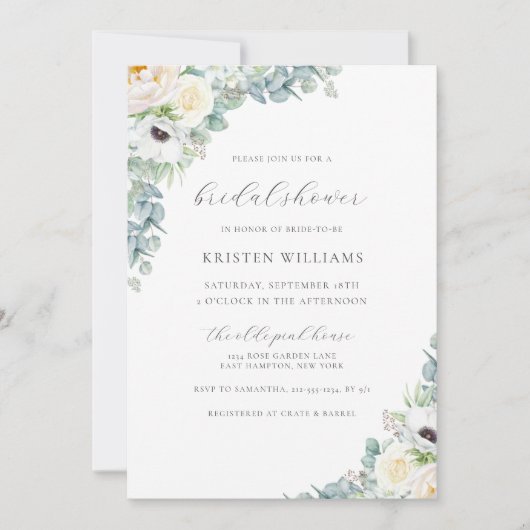 Kristen Boho White Floral & Greenery Vrijgezellenf Kaart (Voorkant)