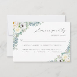 Kristen Elegant Boho Greenery Meal Choice Wedding RSVP Kaartje