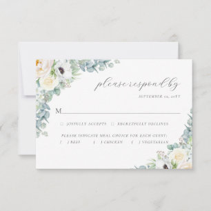 Kristen Elegant Boho Greenery Meal Choice Wedding RSVP Kaartje