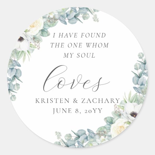 Kristen Floral Greenery Christelijk Wedding Favor Ronde Sticker (Voorkant)