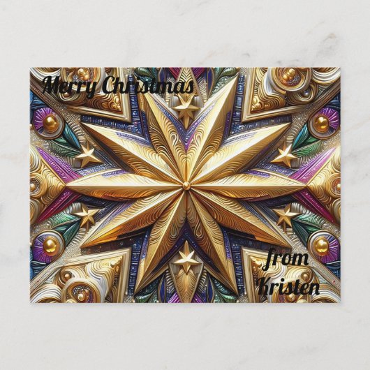 KRISTEN ~ KERST ~ 3D-sterpatroon ~ Briefkaart (Voorkant)