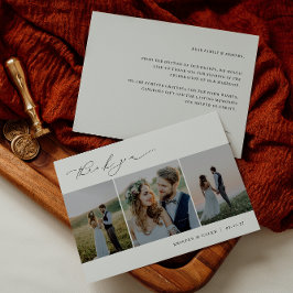 KRISTEN Minimalist 3 foto bruiloft Bedankkaart