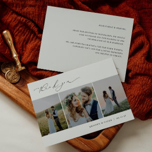 KRISTEN Minimalist 3 foto bruiloft Bedankkaart
