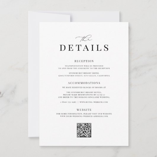 KRISTEN Minimalist Wedding Details Kaart (Voorkant)