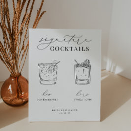 KRISTEN Minimalistische Wedding Signature Cocktail Reclamebord Met Voetstuk
