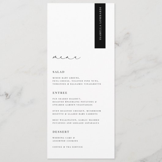 KRISTEN Modern Wedding Place Card Menu (Voorkant)