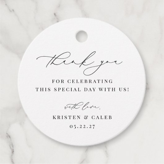 KRISTEN Moderne minimalistische bruiloft Dank u Bedankjes Labels (Voorkant)