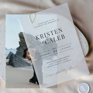 KRISTEN Moderne minimalistische bruiloft Vellum Uitnodigingen