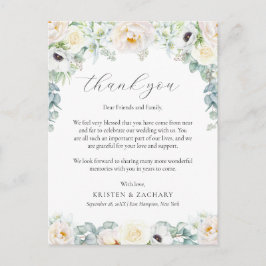 Kristen White Floral Wedding Reception Hartelijk d Briefkaart