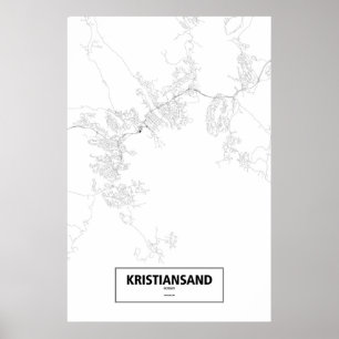Kristiansand, Noorwegen (zwart op wit) Poster
