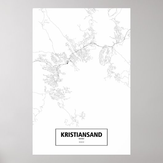 Kristiansand, Noorwegen (zwart op wit) Poster (Voorkant)