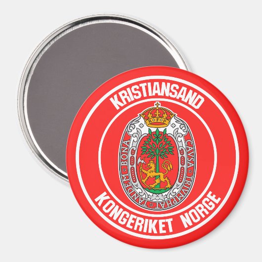 Kristiansand Round Emblem Magneet (Voorkant / Achterkant)