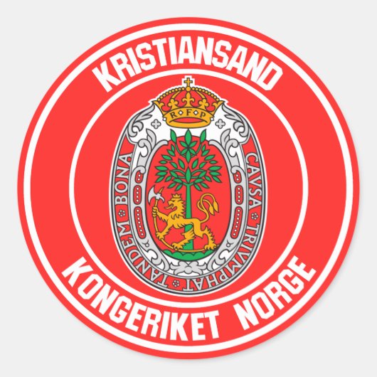 Kristiansand Round Emblem Ronde Sticker (Voorkant)