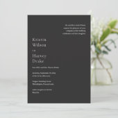 Kristin Charcoal Modern Wedding Kaart (Staand voorkant)