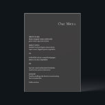 Kristin Charcoal Modern Wedding Menu<br><div class="desc">Modern huwelijksmenu met een eenvoudig maar elegant ontwerp.</div>