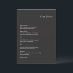 Kristin Charcoal Modern Wedding Menu<br><div class="desc">Modern huwelijksmenu met een eenvoudig maar elegant ontwerp.</div>