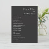 Kristin Charcoal Modern Wedding Programmakaart (Staand voorkant)