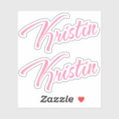 Kristin decoratieve naam in roze x2 sticker (Vel)