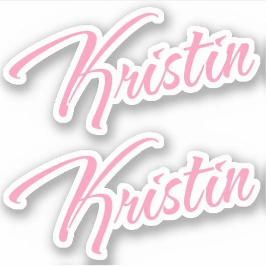 Kristin decoratieve naam in roze x2 sticker (Voorkant)