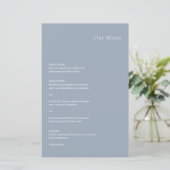 Kristin Dusty Blue Modern Wedding Menu (Staand voorkant)