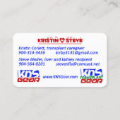 Kristin en Steve Contactkaartje (Achterkant)