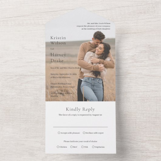 Kristin foto moderne bruiloft all in one uitnodiging (Binnen)